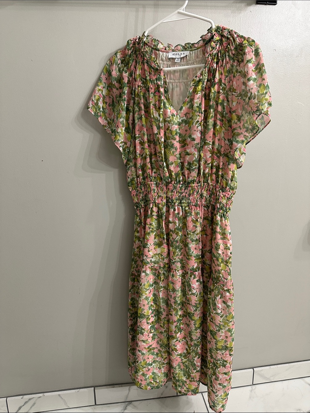 Gilli Pink and Green Floral Maxi Dress